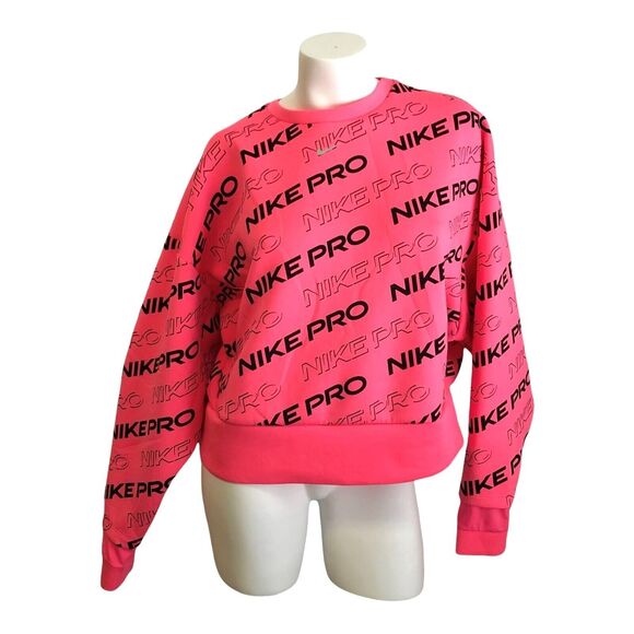 NWOT Nike Pro Dri Fit Pink Loose Fit Sweatshirt Pullover Top Training Womens M - Picture 3 of 8